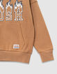 Camelbraunes Jungen-Kapuzensweatshirt Maxi-Schriftzug-6