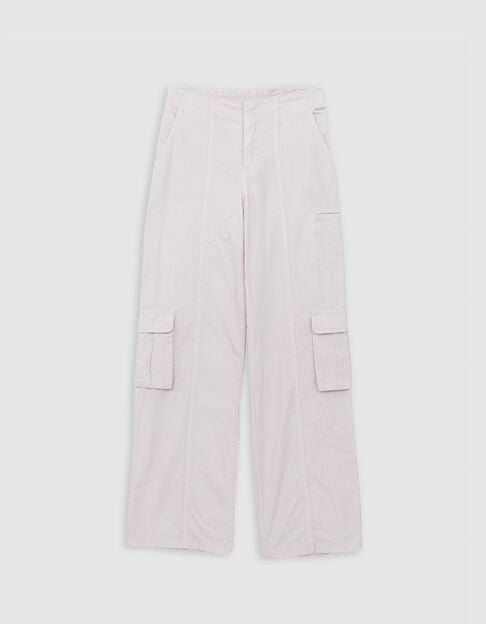 Girl's BATTLE upcycled beige parachute pants - IKKS
