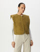 Gilet sans manches kaki matelassage broderies Femme-2