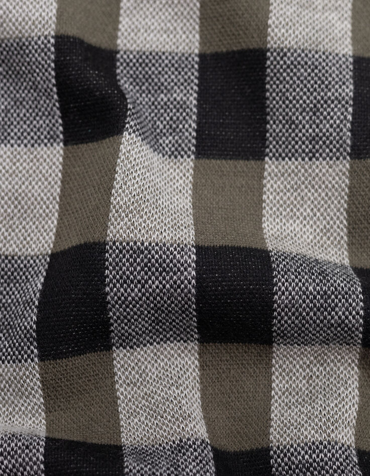 Chemise noire maille à carreaux capuche amovible garçon-10