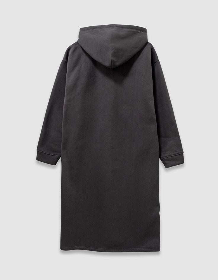Girls’ grey midi-length hooded cardigan-5 Girls’ grey midi-length hooded cardigan-5