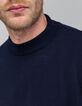 Jersey de cuello alto azul marino para hombre-4