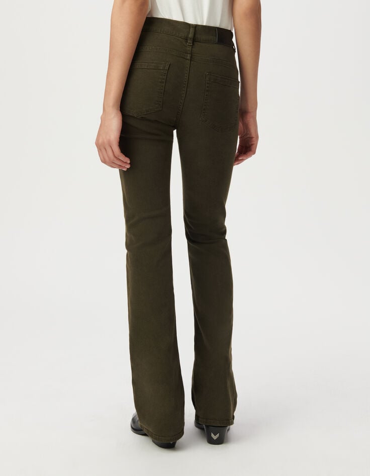Jean flare kaki boutons apparents Femme-3