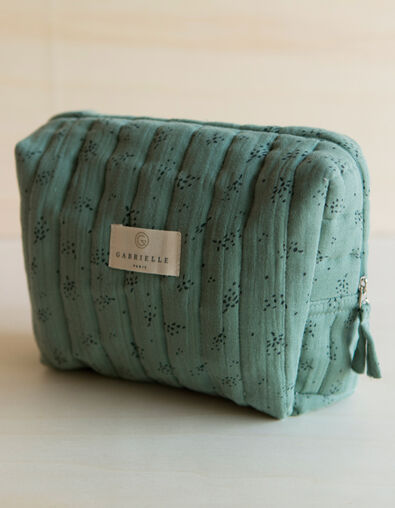 Trousse de toilette verte gaze coton bio GABRIELLE PARIS - IKKS