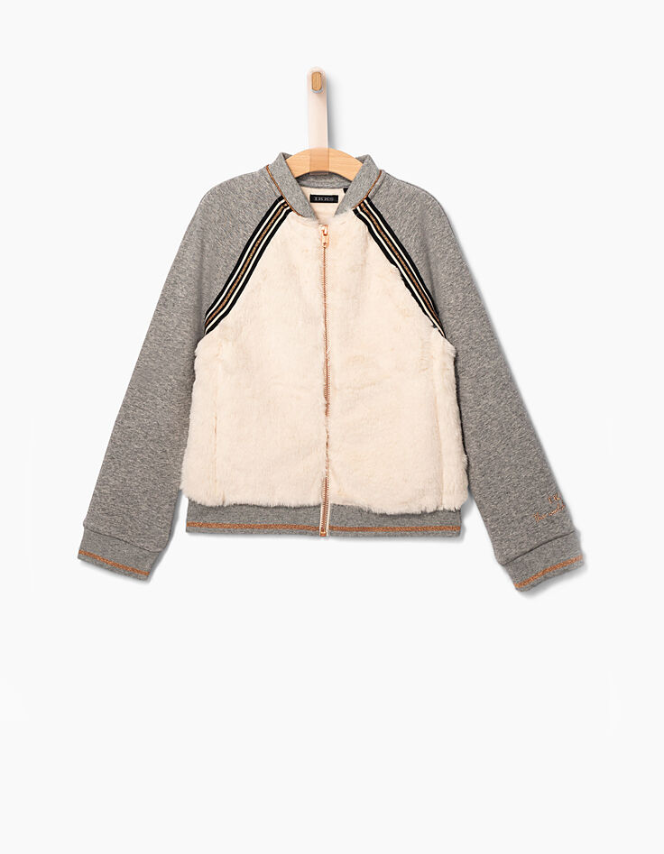 Girls' mixed-fabric cardigan-3