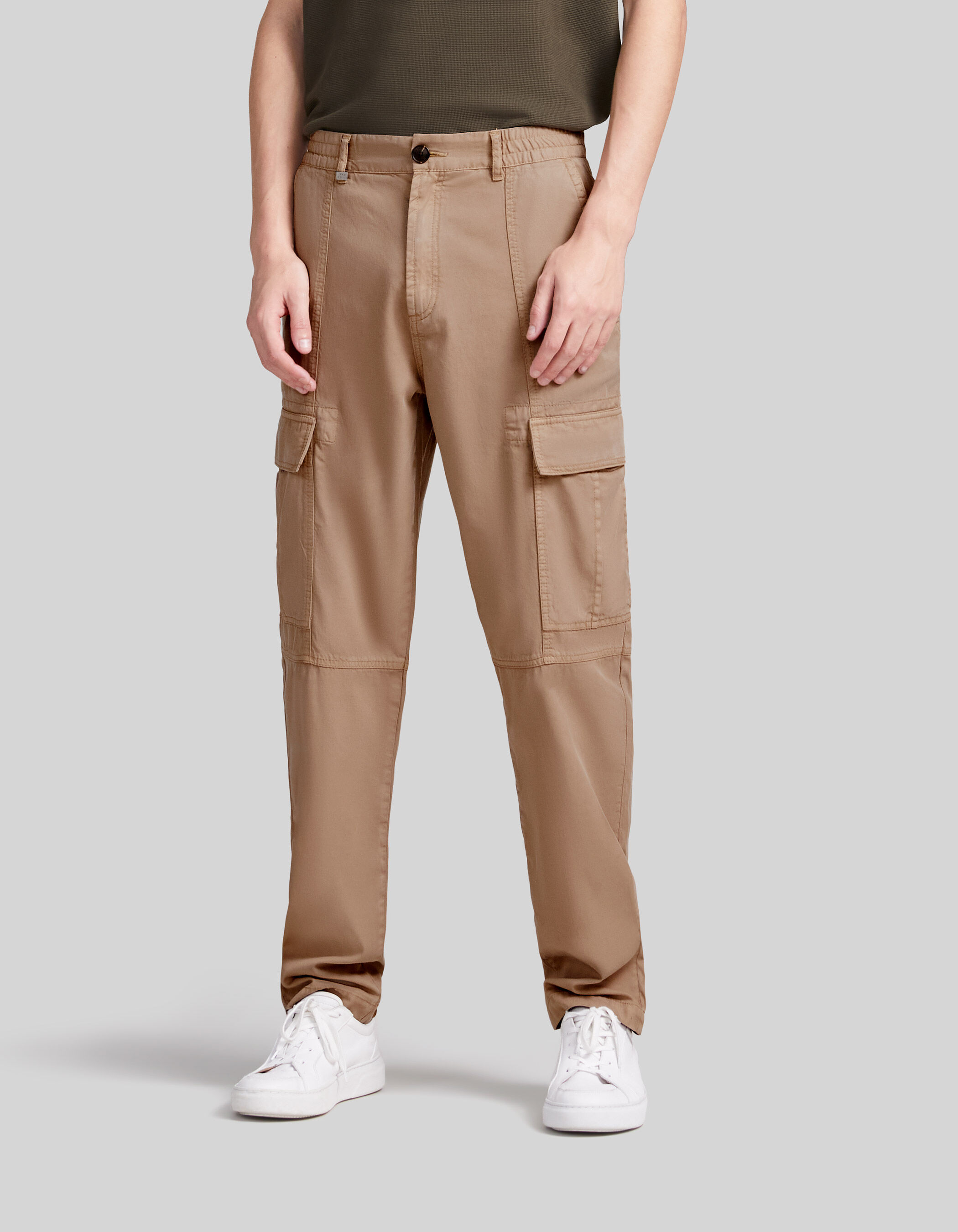 Pantalon court beige clair mélange