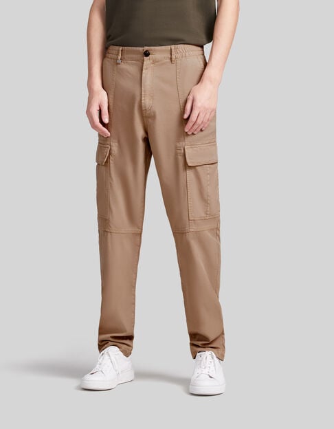 Men’s beige Lyocell® CARGO trousers - IKKS