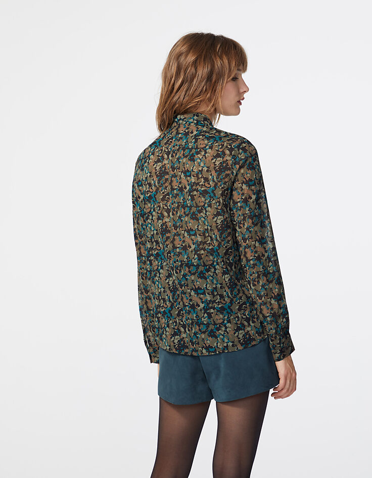 Women’s camouflage print studded voile shirt-3