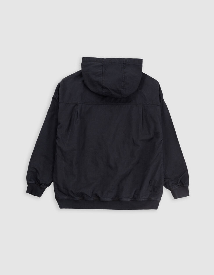 Blouson noir à capuche fille-6