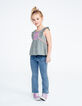 Girls' blue waterless flared jeans with patch pockets-1