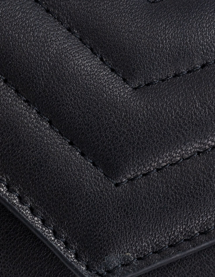Mini portefeuille 1440 noir cuir matelassé Femme-7
