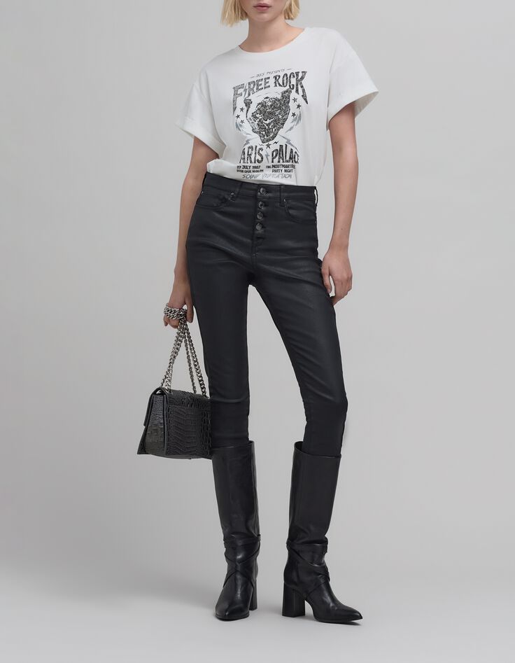Camiseta blanca oversize visual panther de mujer-2