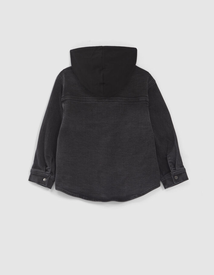 Graues Jungenjeanshemd mit Sweatkapuze-4