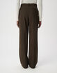 Pantalon de tailleur kaki fa&ccedil;on laine froide Femme-3