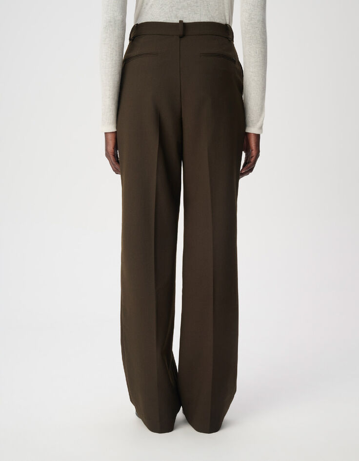 Pantalon de tailleur kaki fa&ccedil;on laine froide Femme-3