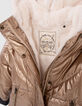 Goldfarbene M&auml;dchensteppjacke mit Futter und F&auml;ustlingen-2