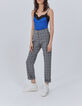 Pantalón slim gris Príncipe de Gales mujer-1