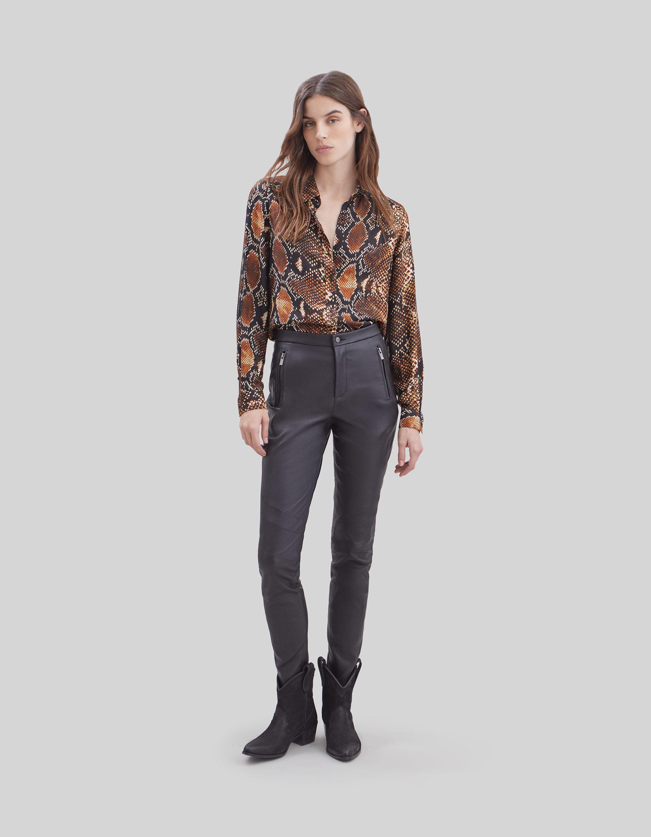 Slim cuir hotsell noir femme