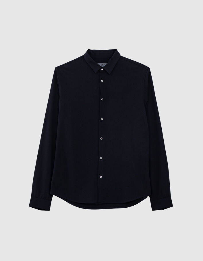 Schwarzes REGULAR-Herrenhemd aus Interlock -5