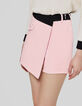 Short-jupe rose ceinture noire Femme-4