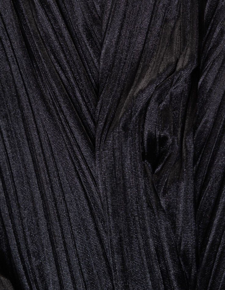 Jupe longue plissée noire panne de velours fille-7