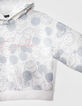 Girls’ white hoodie with silver all-over SMILEYWORLD print-5