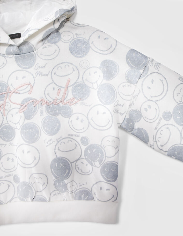 Witte sweater print silver all-over SMILEYWORLD meisjes - IKKS