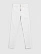 Jean blanc cropped boutons apparents powerstretch Femme-5