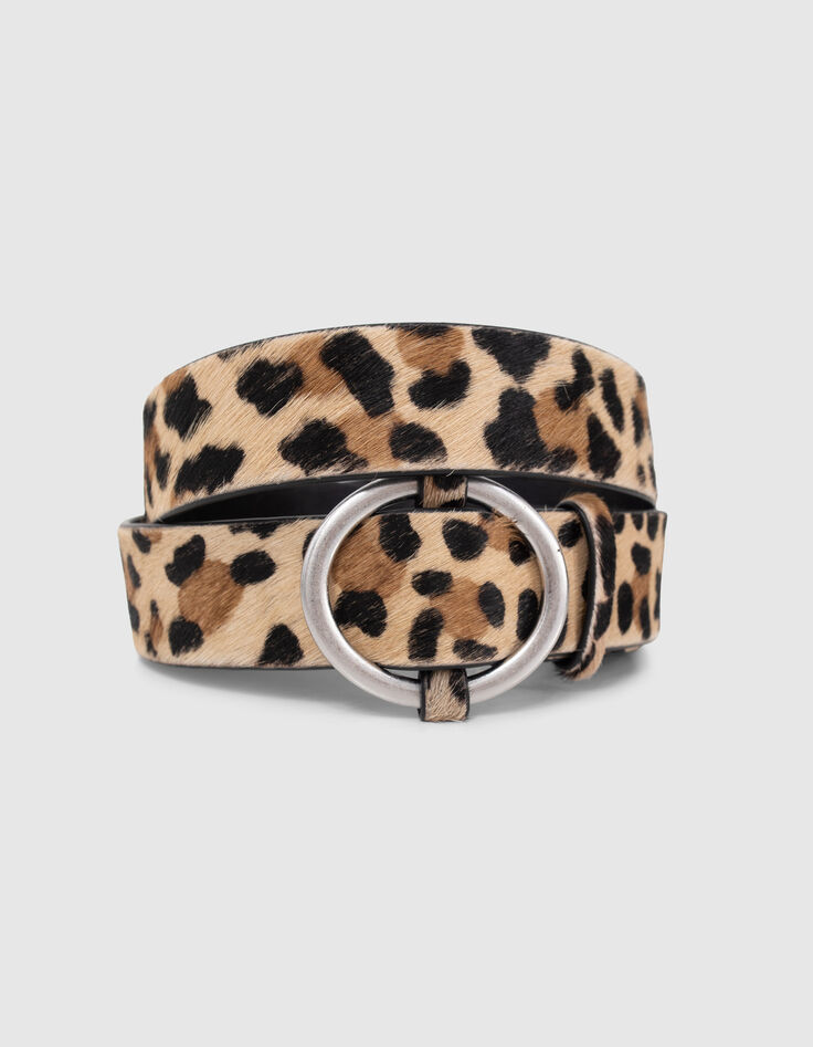 Cognac leren riem vachteffect luipaardmotief Dames-2