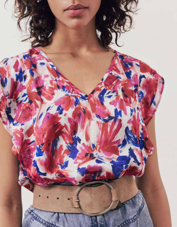 Women’s flash floral print recycled loose top-4