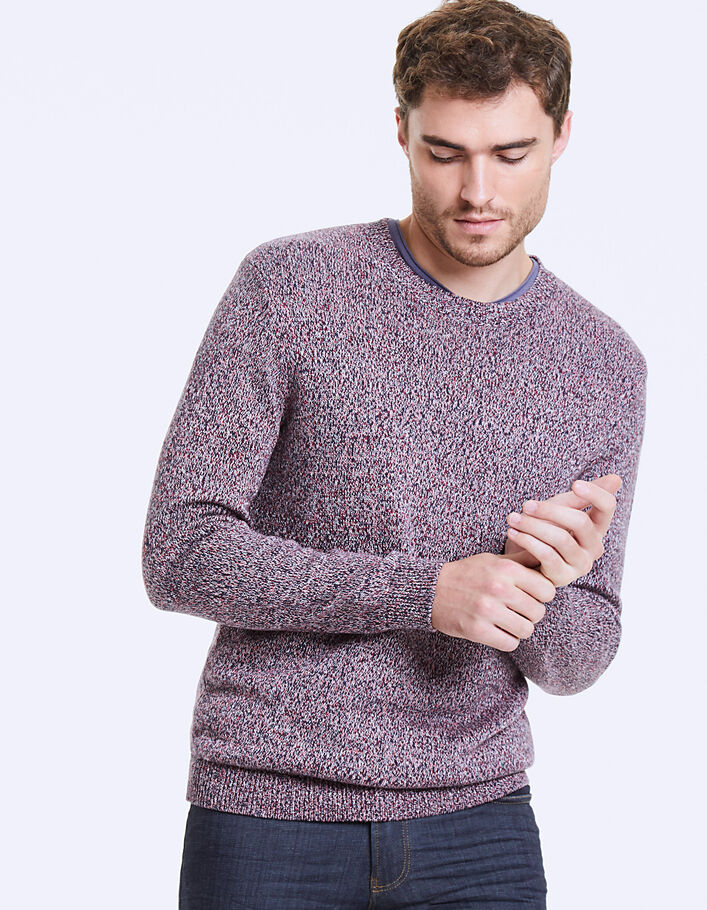 Men's navy mouliné knit sweater  - IKKS