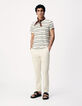 Pantalon tapered beige coton et lin Homme-1