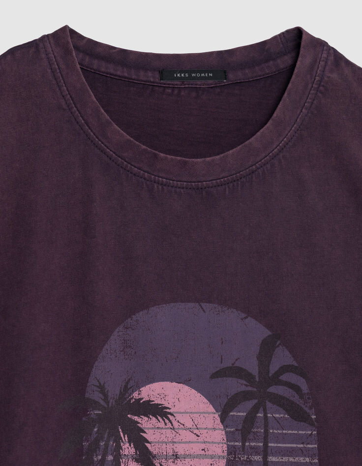 Tee-shirt col V magnum coton bio visuel palmiers Femme-6