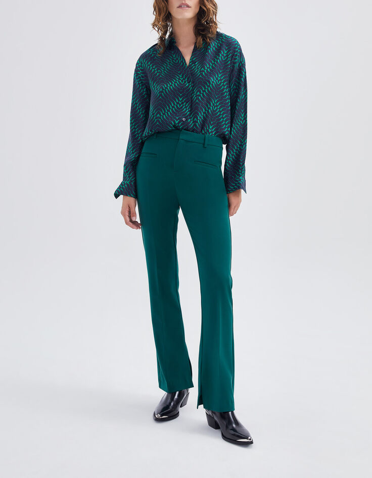 Pantalón traje verde pato mujer-1