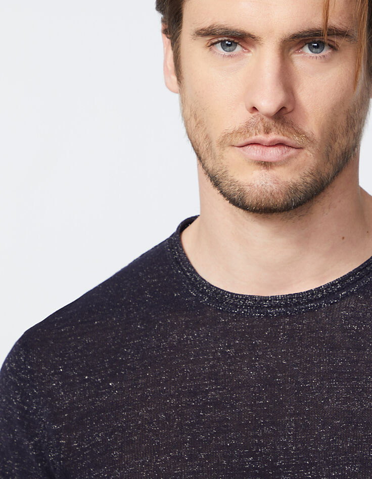Men's navy nep knit sweater-4 Men's navy nep knit sweater-4