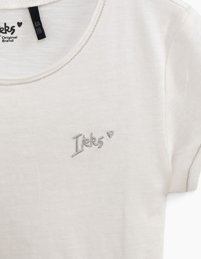 Tee-shirt blanc cassé Essentiel en coton bio fille - IKKS