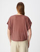 Tee-shirt loose bordeaux imprim&eacute; l&eacute;opard Femme-3