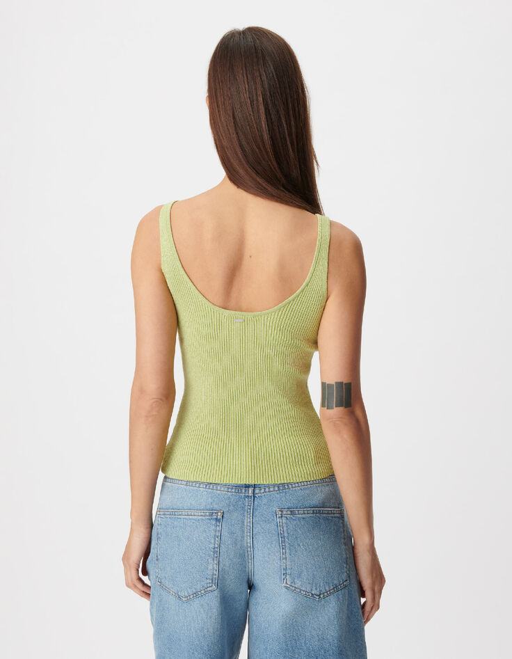 Gr&uuml;ner Pullover ohne &Auml;rmel aus Rippenstrick f&uuml;r Frauen-3