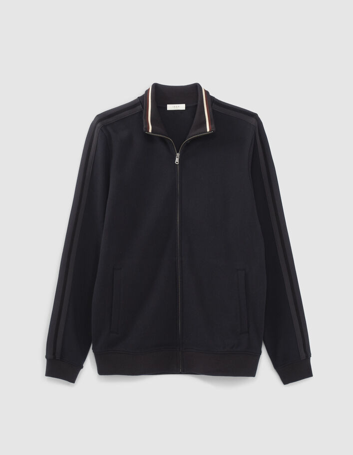 Cardigan marine maille piquée esprit sport Homme-5