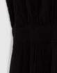 Robe longue noire bretelles bijoux et fente femme-3