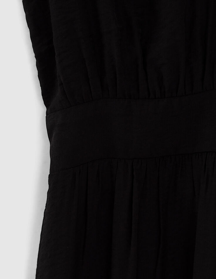 Robe longue noire bretelles bijoux et fente femme-3