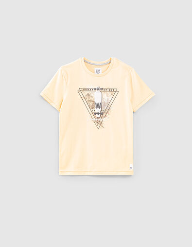 Boys’ medium yellow organic T-shirt + skateboard image - IKKS