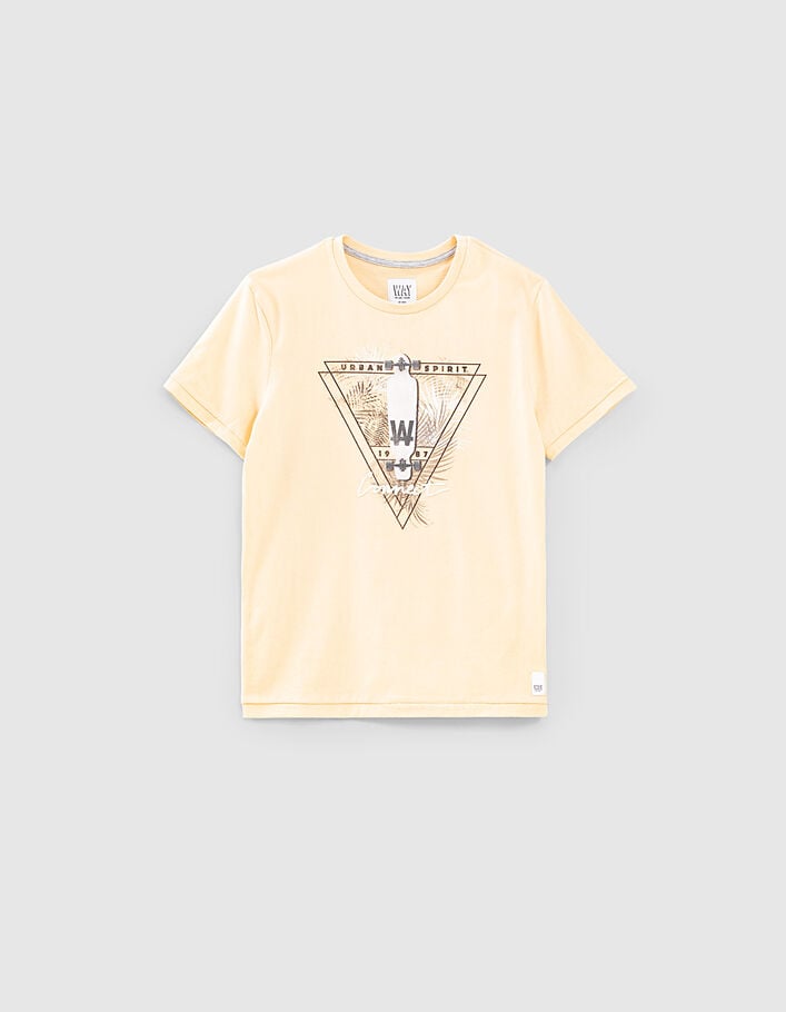 Camiseta amarillo medio skate algodón ecológico niño -1