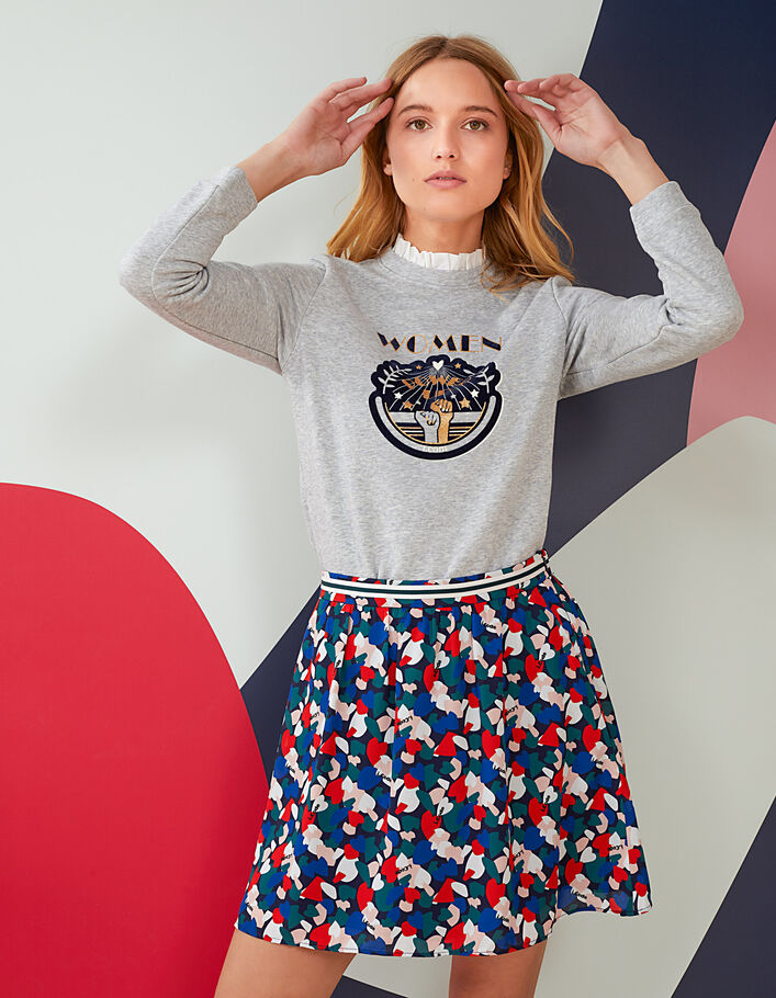I.Code navy skirt with graphic heart print - I.CODE
