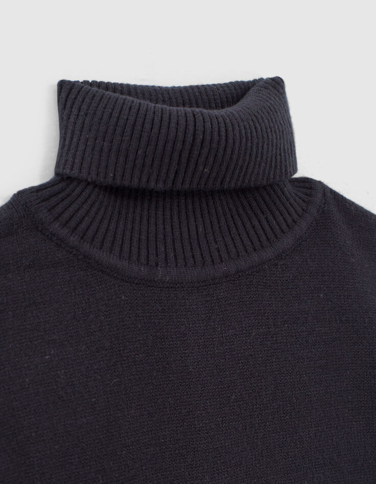 Vestido jersey navy oscuro de punto con cuello vuelto ni&ntilde;a-6