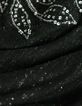 Zwart T-shirt glitters borduursel bloemen Dames-7