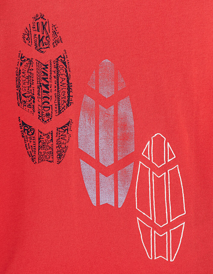 Korallenrotes Jungen-T-Shirt mit 3 Surfbrettern  - IKKS