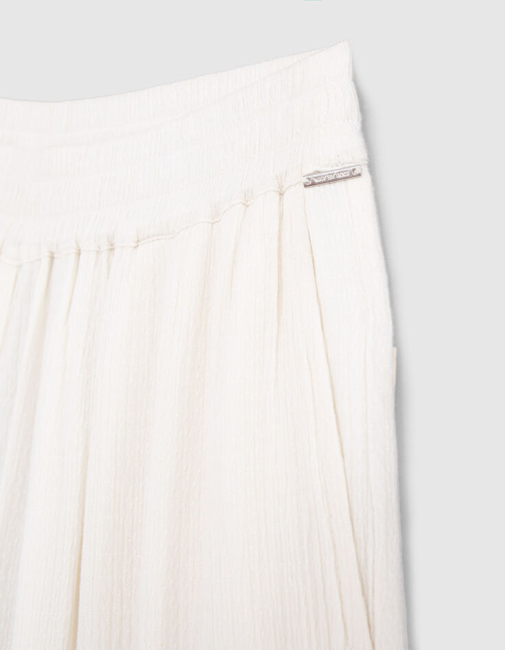Cremewei&szlig;e, weite M&auml;dchenhose aus LENZING&trade; ECOVERO&trade;-5