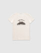 Elfenbeinfarbenes Damen-T-Shirt aus Baumwolle und Leinen-5