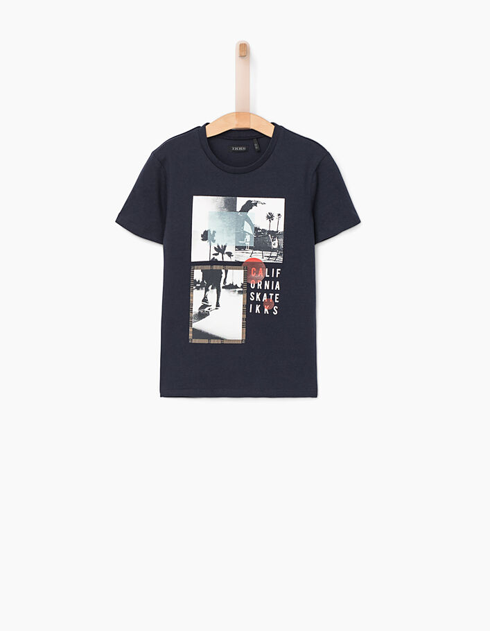 Tee-shirt navy avec visuels skaters garçon  - IKKS